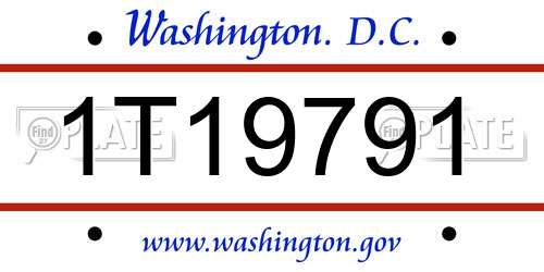 1T19791 District Of Columbia License Plate