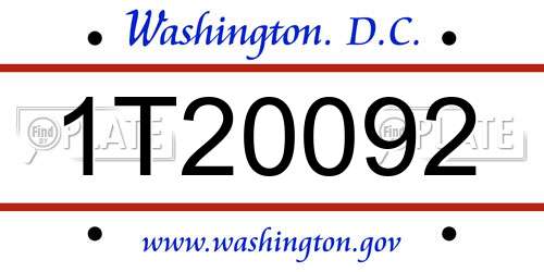 1T20092 District Of Columbia License Plate