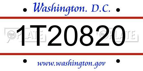 1T20820 District Of Columbia License Plate