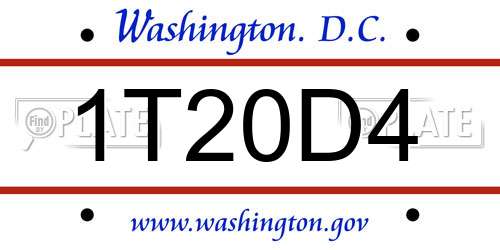 1T20D4 District Of Columbia License Plate