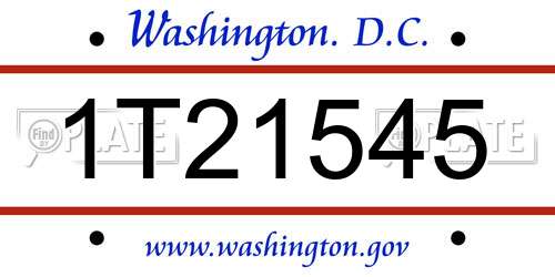 1T21545 District Of Columbia License Plate