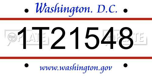 1T21548 District Of Columbia License Plate