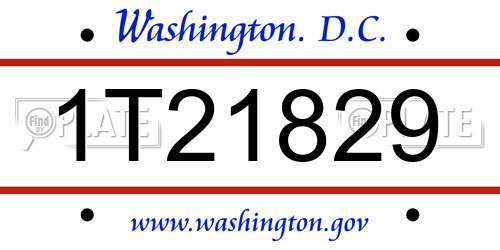 1T21829 District Of Columbia License Plate