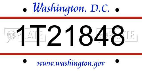 1T21848 District Of Columbia License Plate