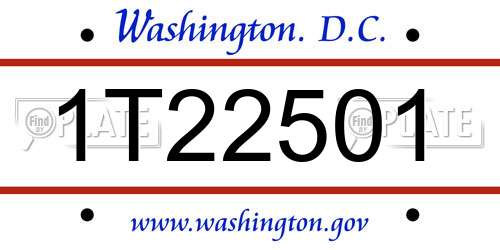 1T22501 District Of Columbia License Plate