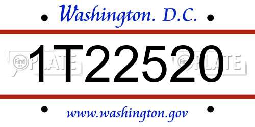 1T22520 District Of Columbia License Plate