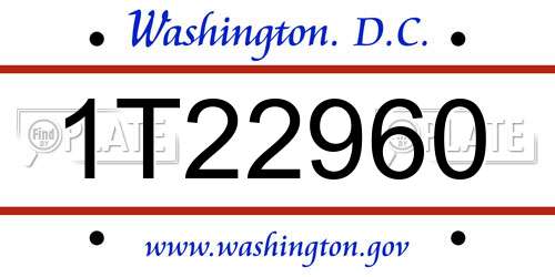 1T22960 District Of Columbia License Plate