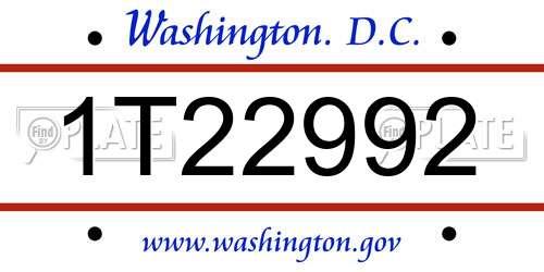 1T22992 District Of Columbia License Plate