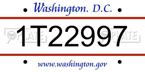 1T22997 District Of Columbia License Plate