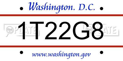 1T22G8 District Of Columbia License Plate