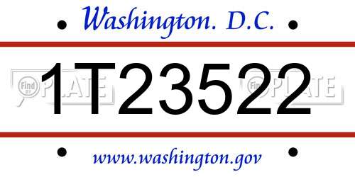1T23522 District Of Columbia License Plate