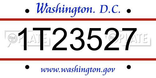 1T23527 District Of Columbia License Plate