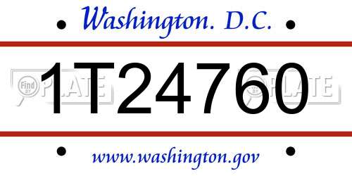 1T24760 District Of Columbia License Plate