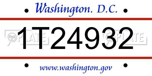 1T24932 District Of Columbia License Plate