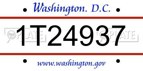 1T24937 District Of Columbia License Plate