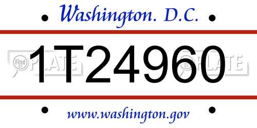 1T24960 District Of Columbia License Plate