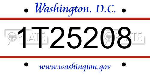 1T25208 District Of Columbia License Plate