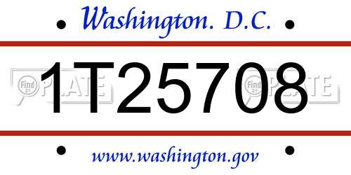 1T25708 District Of Columbia License Plate