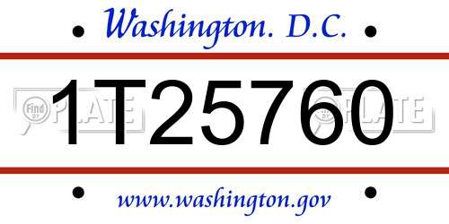 1T25760 District Of Columbia License Plate