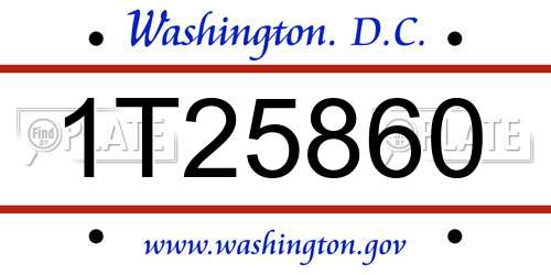 1T25860 District Of Columbia License Plate