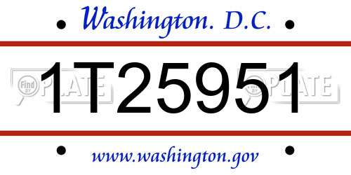 1T25951 District Of Columbia License Plate