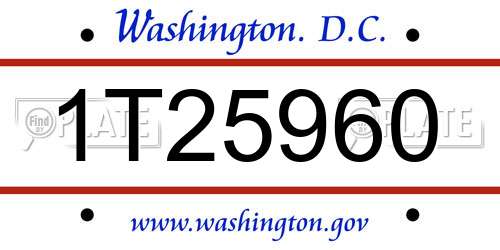 1T25960 District Of Columbia License Plate