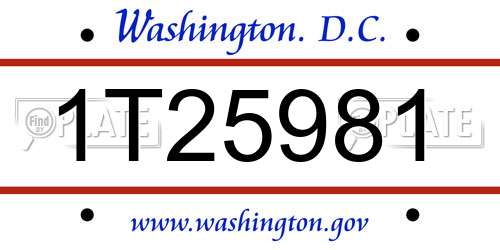1T25981 District Of Columbia License Plate
