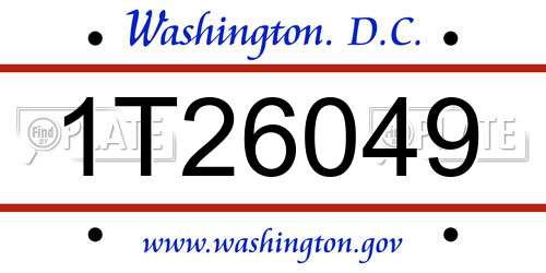 1T26049 District Of Columbia License Plate