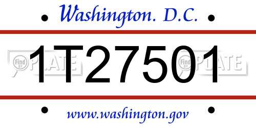 1T27501 District Of Columbia License Plate