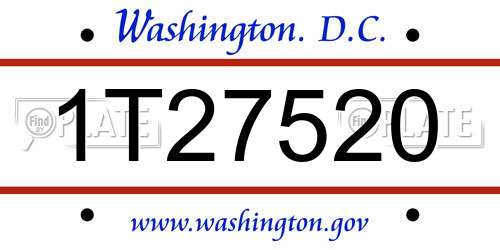 1T27520 District Of Columbia License Plate