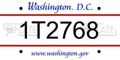 1T2768 District Of Columbia License Plate