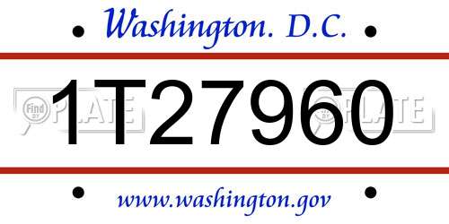 1T27960 District Of Columbia License Plate