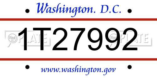 1T27992 District Of Columbia License Plate