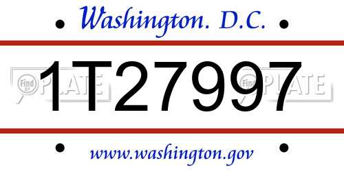 1T27997 District Of Columbia License Plate