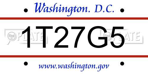 1T27G5 District Of Columbia License Plate