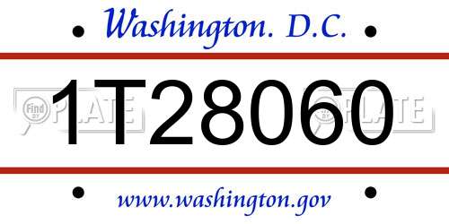 1T28060 District Of Columbia License Plate