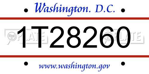 1T28260 District Of Columbia License Plate