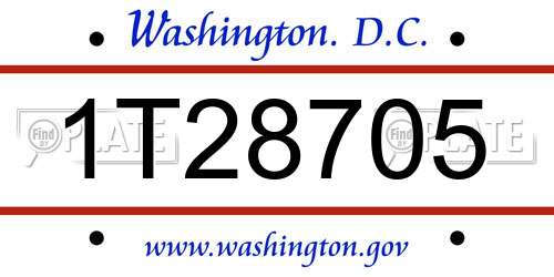 1T28705 District Of Columbia License Plate