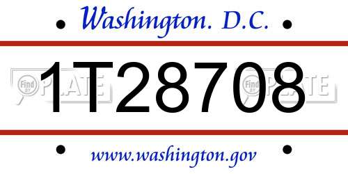 1T28708 District Of Columbia License Plate
