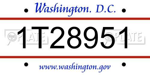 1T28951 District Of Columbia License Plate