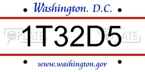 1T32D5 District Of Columbia License Plate