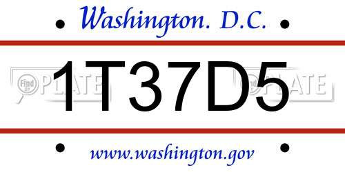 1T37D5 District Of Columbia License Plate