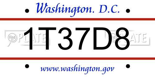 1T37D8 District Of Columbia License Plate