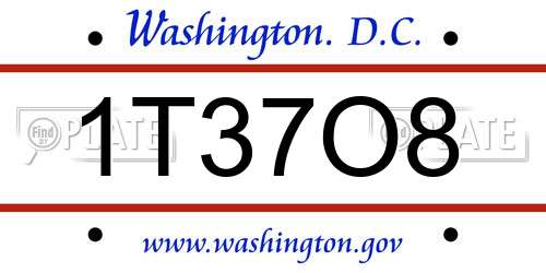 1T37O8 District Of Columbia License Plate