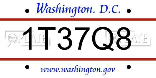 1T37Q8 District Of Columbia License Plate
