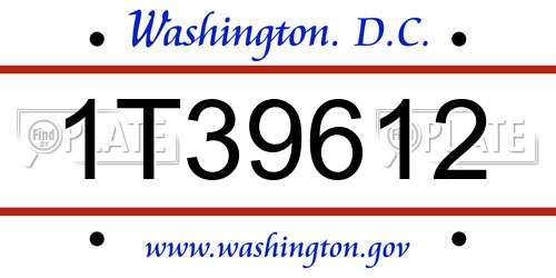 1T39612 District Of Columbia License Plate