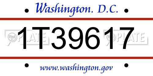 1T39617 District Of Columbia License Plate