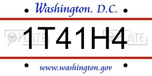 1T41H4 District Of Columbia License Plate