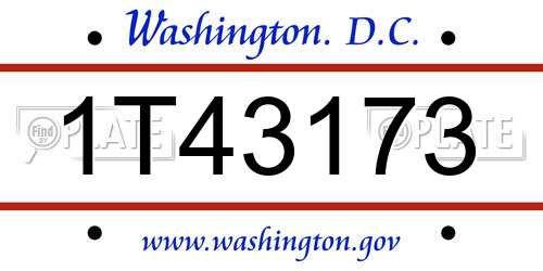1T43173 District Of Columbia License Plate