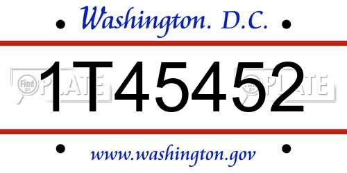 1T45452 District Of Columbia License Plate